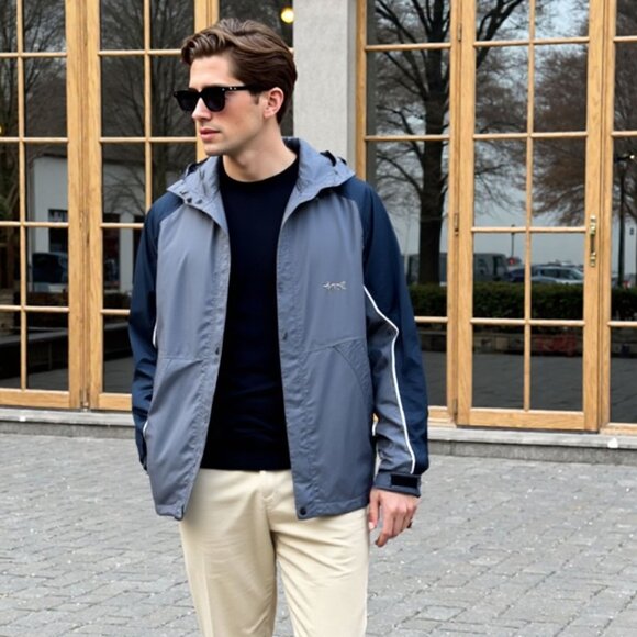 Viking Chinook 2 Mens Rain Jacket Windbreaker Coat Outdoor Blue Gorpcore - Picture 2 of 15